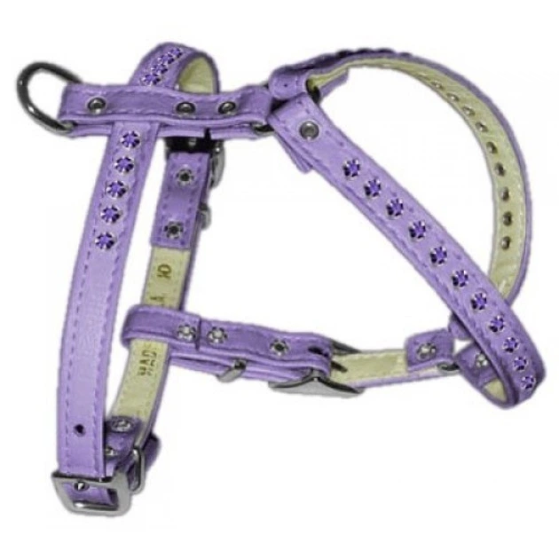 Mirage Pet Products Шлейка для маленьких собак шкіряна з камінчиками, фіолетова. Mirage Pet 000354647