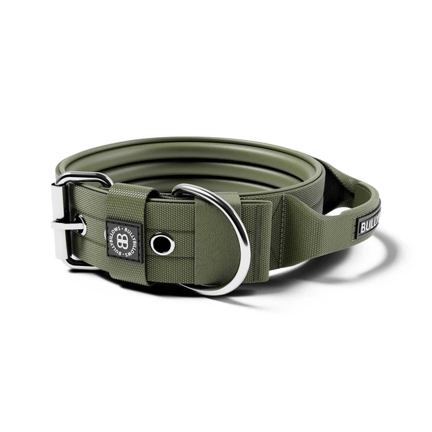 Широкий надміцний нашийник для собак з ручкою BullyBillows Pin Collar Handle 5 cm M: 50 мм, ОШ 43-50 см Зелений