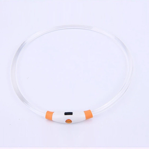 Lock Mat Нашийник для собак з підсвіткою LED водостійкий з зарядкою регулюючийся Помаранчевий