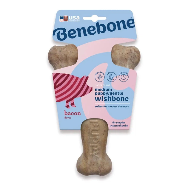 Benebone Puppy Wishbone Bacon іграшка для гризіння Важіль, зі смаком бекону, розмір SMALL, для цуценят вагою до 13 кг