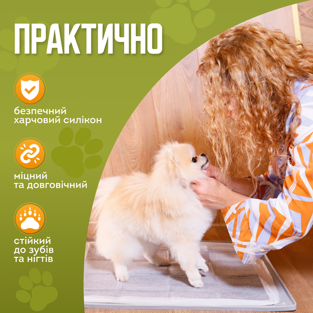 Без бренда Силіконовий туалет лоток для собак під пелюшку 60х60 Пухнасте Щастя сірий