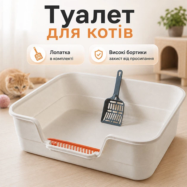 Туалет для кішок із лопаткою Taotaopets TT-222225 White лоток для котів 42*30*12 см