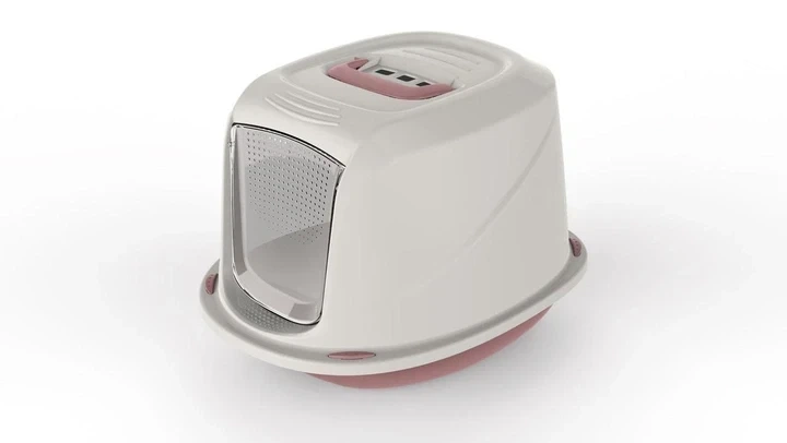 Туалет з фільтром та ручкою для кішок Georplast Galaxy Deluxe, рожевий, 10586, 45х36х31,5 см