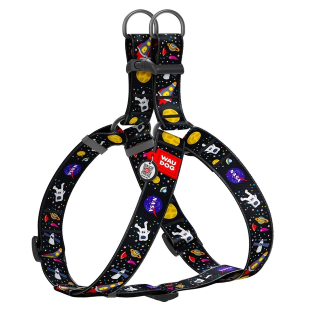Шлея WAUDOG Nylon малюнок NASA розмір XL для собак великих порід мастифів кане-корсо вівчарок з QR паспортом нейлонова міцна з пластиковим фастексом 324-0047