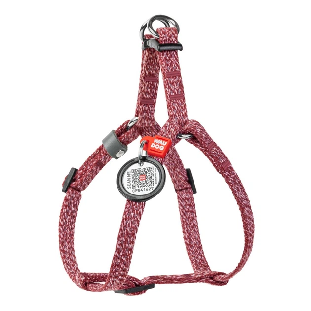 Collar Шлея для котів та дрібних порід собак з відновленої бавовни WAUDOG Re-cotton з QR паспортом, світловідбиваюча, пластиковий