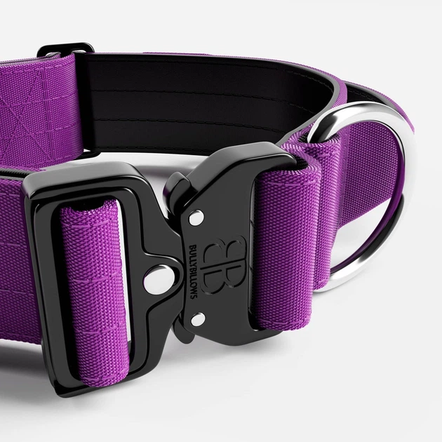 Тактичний широкий нашийник із ручкою для собак BullyBillows Combat Collar Handle 5 cm XL: 50 мм, ОШ 56-73 см Фіолетовий