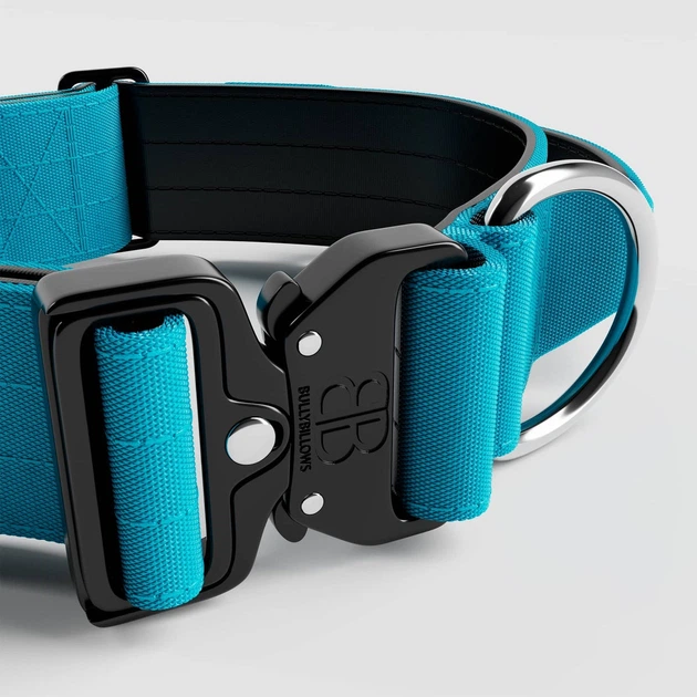 Тактичний широкий нашийник із ручкою для собак BullyBillows Combat Collar Handle 5 cm XL: 50 мм, ОШ 56-73 см Блакитний