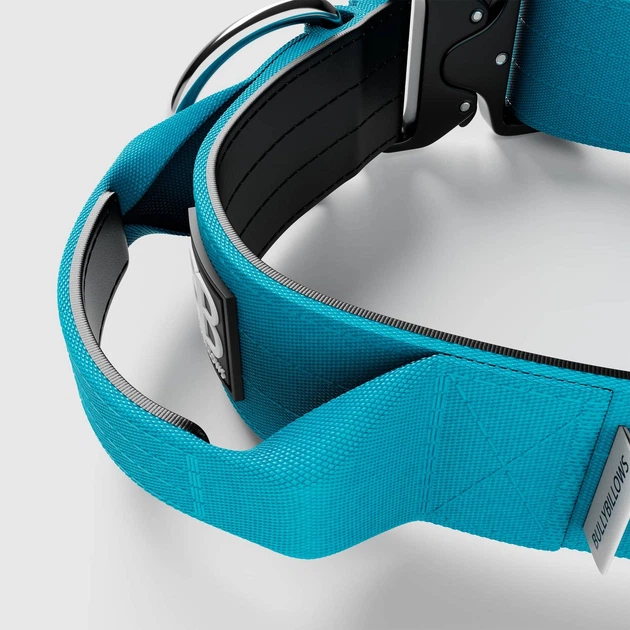 Тактичний широкий нашийник із ручкою для собак BullyBillows Combat Collar Handle 5 cm XL: 50 мм, ОШ 56-73 см Блакитний
