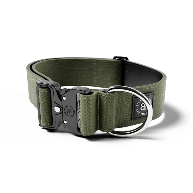 Тактичний широкий нашийник для собак BullyBillows Combat Collar No Handle 5 cm M: 50 мм, ОШ 35-48 см Зелений