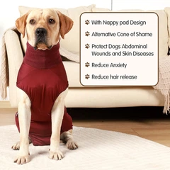Wan talk Гігієнічні труси/комбінезон для собак WanTalk Full Body Dog Diaper, Wine Red, XS