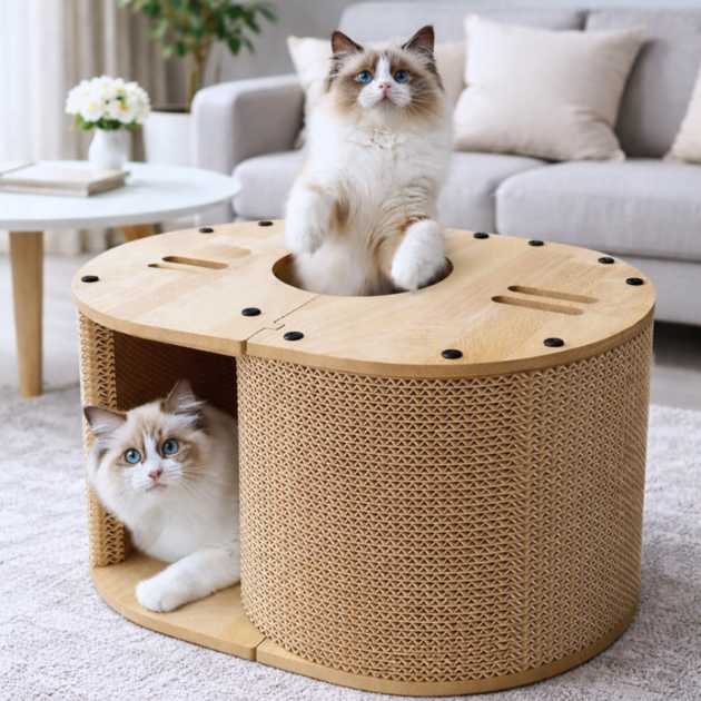 No Name Картонна кігтеточка дряпка, будиночок, ліжко для котів - 57x39,5x25 см KOT31