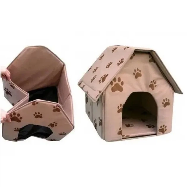Без бренду Складаний м'який будиночок Portable Dog House для котів і малих собак великий бежевий