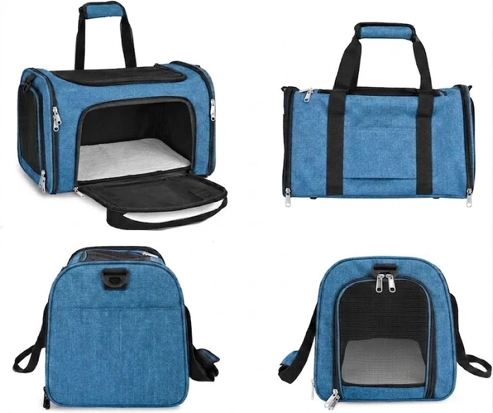 Сумка переноска для котів та собак 31x45x30 см CosmoPet CP-47-2 Jeans Blue