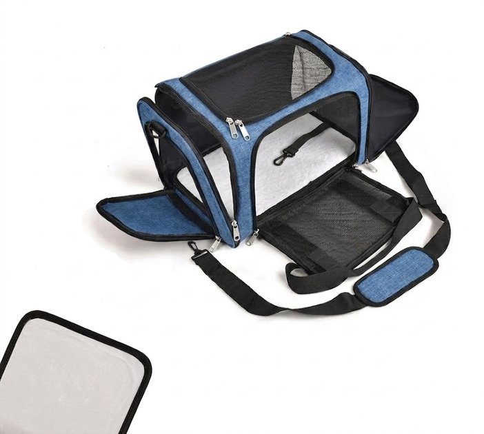 Сумка переноска для котів та собак 31x45x30 см CosmoPet CP-47-2 Jeans Blue