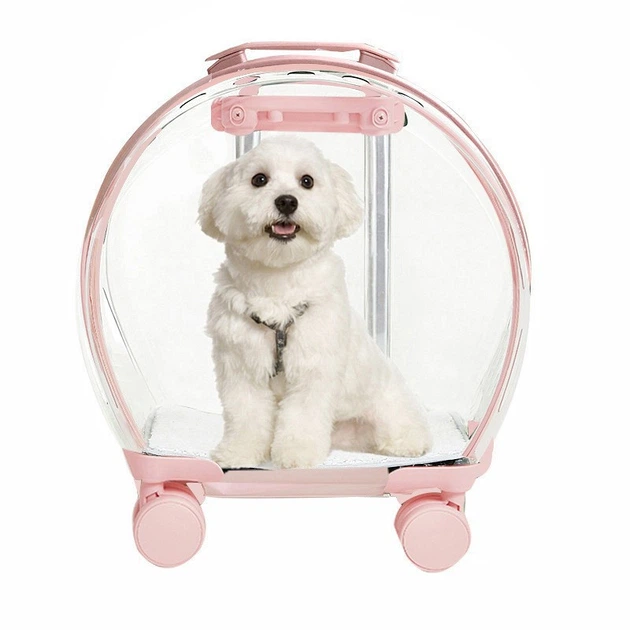 CosmoPet Візок переноска для котів та собак на колесах з телескопічною ручкою CP-302 47х42х24 см Рожевий