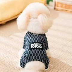 Комбінезон з капюшоном для собак Lesko Moo 2410SXMJ0172 Dark Blue S тедді з петлею для повідця