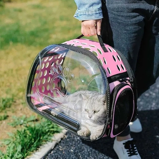 Без бренду Сумка переноска для тварин CosmoPet складна з ілюмінатором для котів собак гризунів птахів 340x200x200 мм текстильна овальна для подорожей до 3 кг