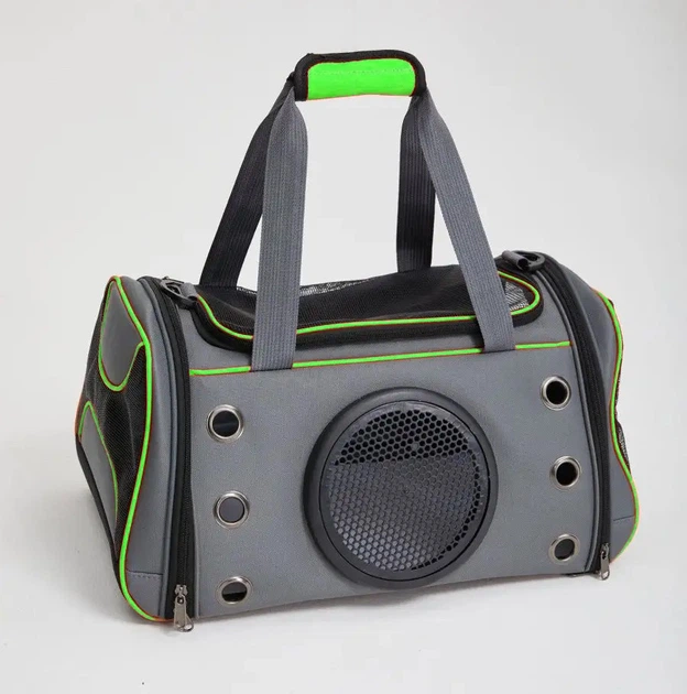 Сумка переноска для котів та собак CosmoPet CP-01 46x30x26 см Сірий/Зелений