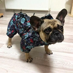 Одяг для собак дощовик "FLOR" SKU 004548. Розмір L. Your Stylish Hunter. Водостійкий одяг для французького бульдога, мопсу та ін. З закритим животом.
