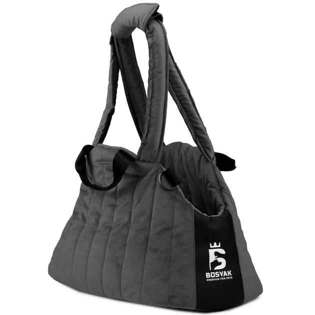 Сумка-переноска слінг для собак і кішок BOSYAK CARRY Велюр L 31×30×50 Графіт
