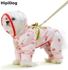Дощовик для собак Hipidog Strawberry L з капюшоном та принтом, Рожевий (HPDSTRB12)