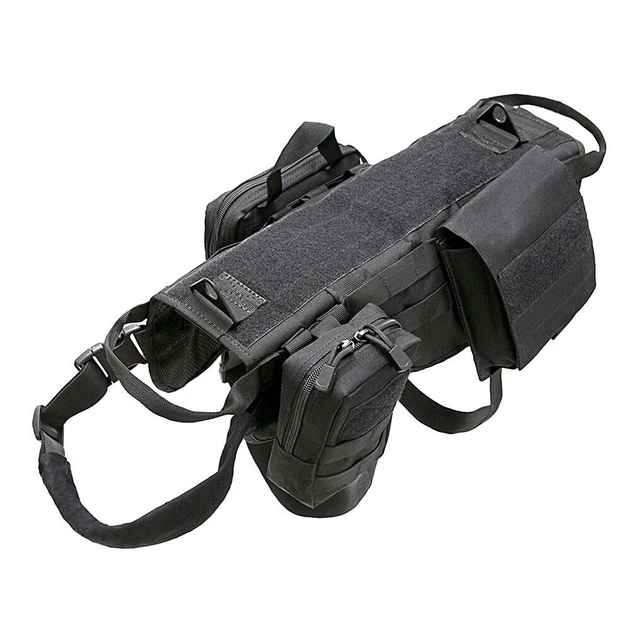 Тактична шлейка-жилет Derby Heavy Duty для собак із сумками для дресирування XL Чорний