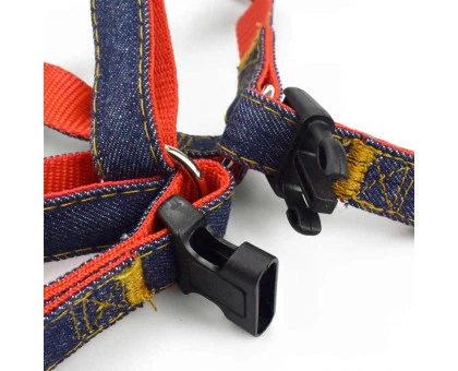 Шлея з повідцем AnimAll для собак HJ-LH 215 Denim leash Red 15х1200мм