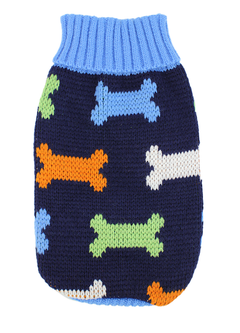 Светр для собак та котів EcoToys Bones S синій з кісточками A: 19 см B: 26 см C: 16 см 6986