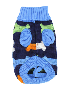 Светр для собак та котів EcoToys Bones S синій з кісточками A: 19 см B: 26 см C: 16 см 6986