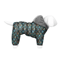 Комбінезон для собак WAUDOG Clothes малюнок "Луска", демісезонний одяг для середніх та великих собак з капюшоном, захисний комбінезон з поліестеру, розмір L50, довжина 47-50 см, обхват грудей 70-74 см