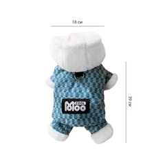 Комбінезон з капюшоном для собак Lesko Moo 2410SXMJ0172 Blue M тедді з петлею для повідця