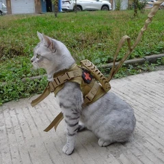 Без бренда Шлея для котів та дрібних собак Harness, тактичний жилет з ручкою (35-48 см), Коричневий (093-KHAKI)