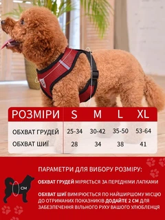 Без бренда Шлейка для собак дрібних і середніх порід і для кішок з повідцем прогулянкова VMHouse анатомічна шлея регульована для дресирування щенят і дорослих тварин зі світловідбиваючою нашивкою розмір M червон