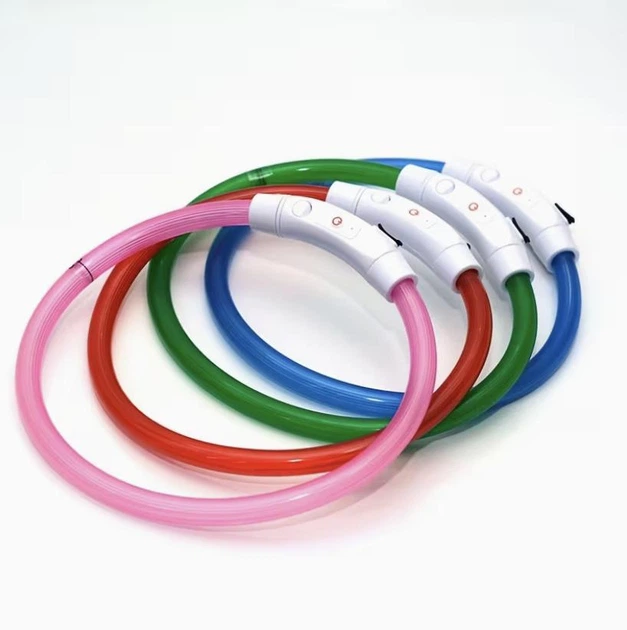 Petify LED нашийник світлодіодний для собак Neon USB Rechargeable Яскраво-рожевий колір, розмір M 50 см, регульований (можна обрізати), ABS, літій-полімерний акумулятор, Артикул ТМ13