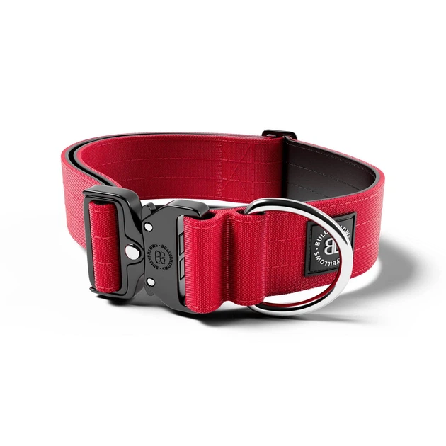 Тактичний широкий нашийник для собак BullyBillows Combat Collar No Handle 5 cm M: 50 мм, ОШ 35-48 см Червоний