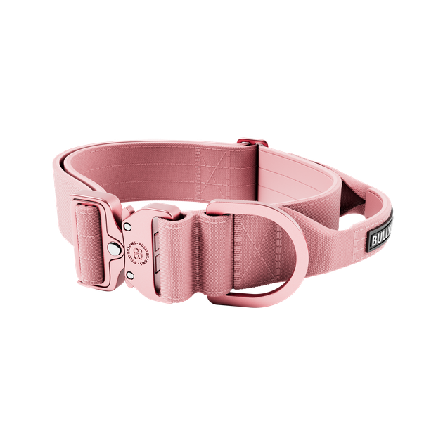 Тактичний широкий полегшений нашийник із ручкою для собак BullyBillows Lighter Combat Collar Handle 5 cm XL: 50 мм, ОШ 56-73 см Рожевий
