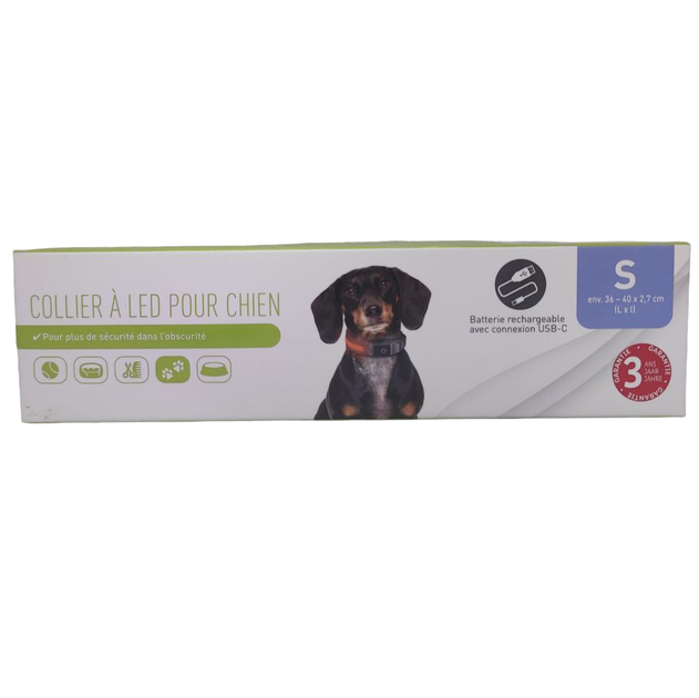 Zoofari Світлодіодний нашийник для собак (LED Light-Up Dog Collar, USB-C зарядка, розмір S, 36-40 см)