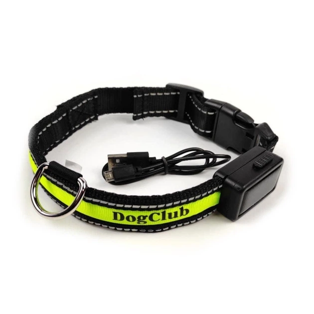 Нейлоновий нашийник для собак DogClub Solar LUX M (40-51 см), що світиться