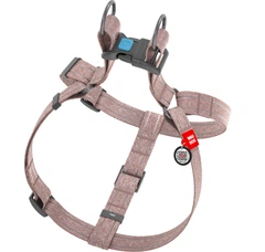 Шлея для собак Collar WAUDOG Re-cotton з QR-паспортом, з відновленої бавовни, світловідбивна, пластиковий фастекс, M, Ш 20 мм, Д 50-80 см, коричневий (03326)