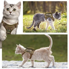 Без бренда Шлея для котів та дрібних собак Harness, тактичний жилет з ручкою (35-48 см), Камуфляж (093-CAMO)
