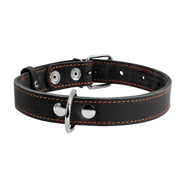 Шкіряний нашийник для собак Collar, 48-63 см, чорнийА