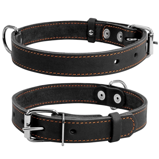 Шкіряний нашийник для собак Collar, 48-63 см, чорнийА