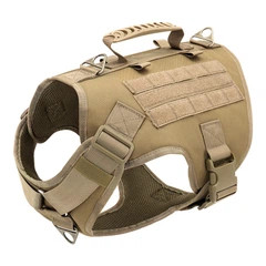 Шлея для собак Berry, тактичний жилет з ручкою і системою MOLLE, коричневий L (134L-KHAKI)