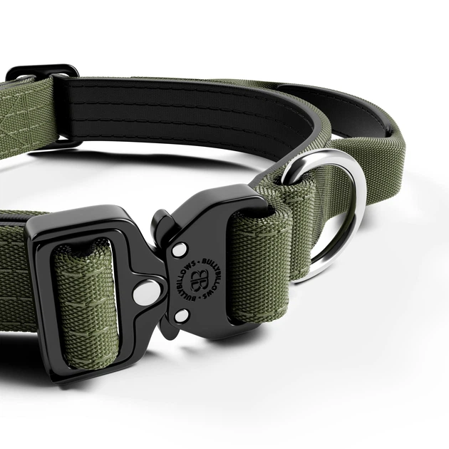Тактичний нашийник для цуценят та міні собак BullyBillows Combat Collar Handle 2.5 cm XS-M: 25 мм, ОШ 34-46 см Зелений