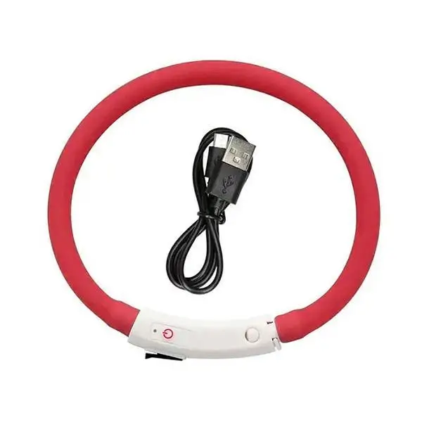 Ukc Нашийник з підсвіткою LED для собак з USB зарядкою 70 см L Червоний