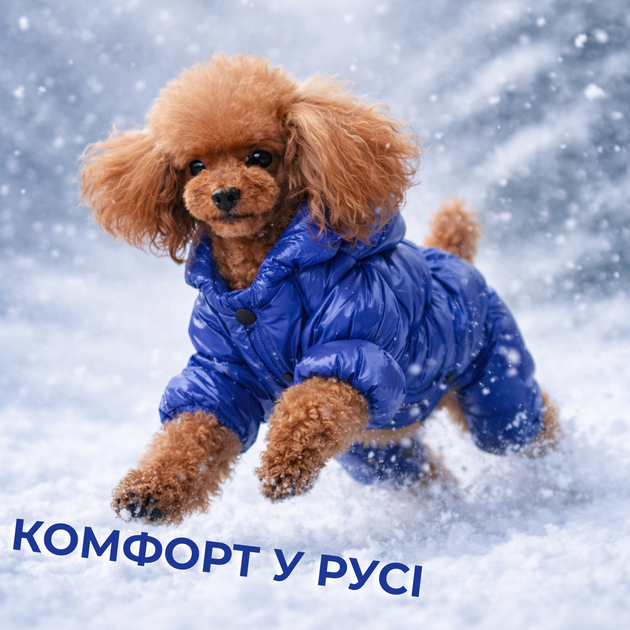 Без бренду Теплий зимовий комбінезон для собак на флісі розмір XS синій спинка 18 см обхват 32 см
