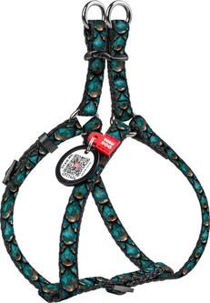 Шлея для котів та дрібних порід собак WAUDOG Nylon з QR адресником, малюнок "Луска", пластиковий фастекс, XS, Ш 10 мм, A=B 30-40 см (319-0179collar)