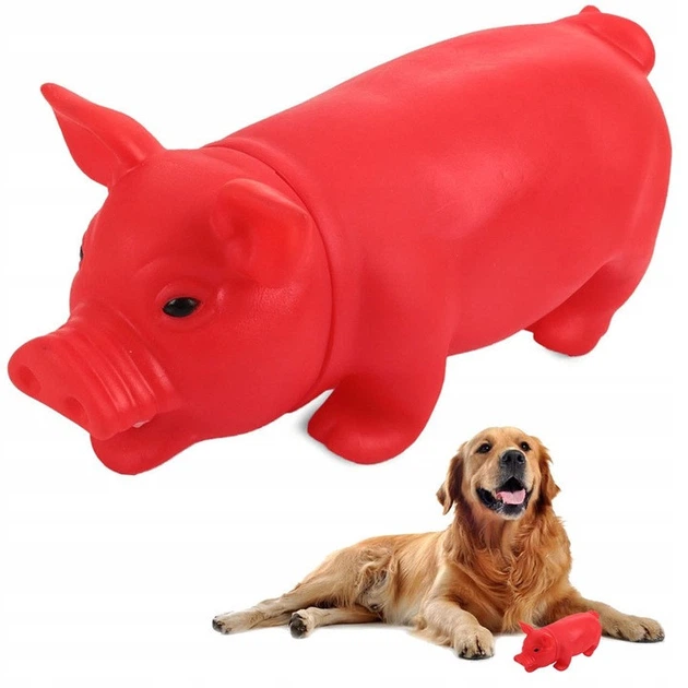 Без бренда Свинка зі звуком іграшка для собак 19 см червона