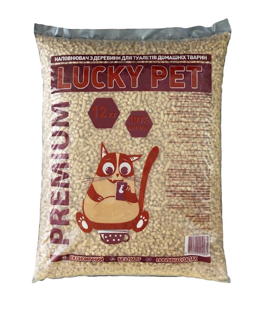 Наповнювач Lucky Pet Premium деревний для туалетів домашніх тварин, 12 кг