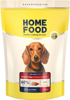 Home Food (Хоум Фуд) Adult Mini - Сухий беззерновой гіпоалергенний корм з качкою та індичкою для собак малих порід